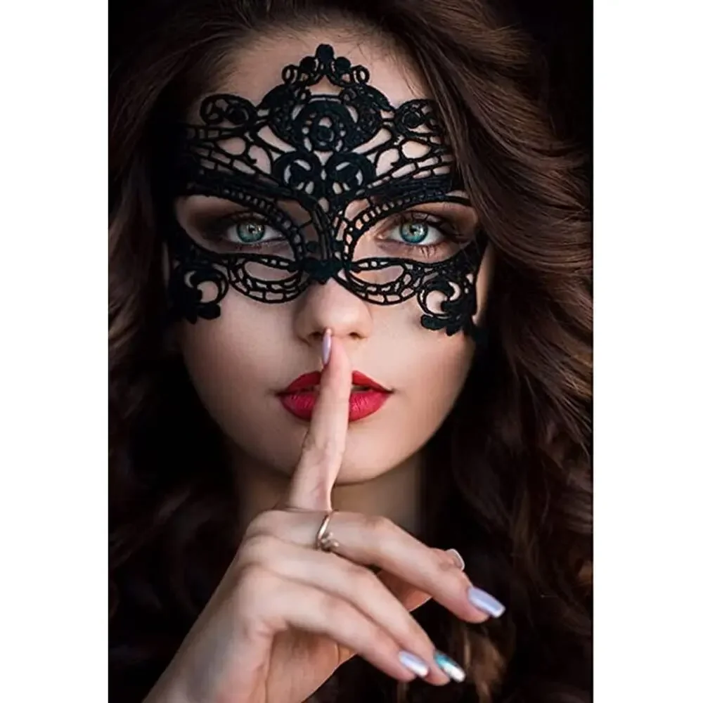 Black Lace Eye Mask Party Masquerade Mask Costume Party For Women (2 Masks Only)